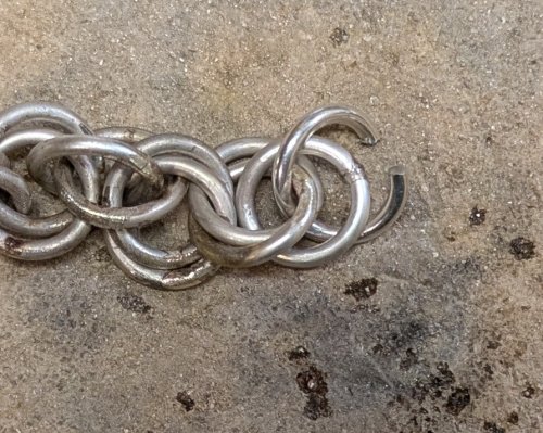 Judy Larson's Double Link Chain - , Chain Maille Jewelry, Making Chain, Chain Making , Butane Torch, Soldering, Solder, Chain Maille, chain mail, chainmaille, chainmail, , Add another ring.